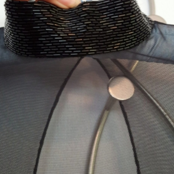 Vintage 1980s 1990s Stephen Yearick Lillie Rubin Sweetheart Sequined Mesh Dress - Picture 5 of 8